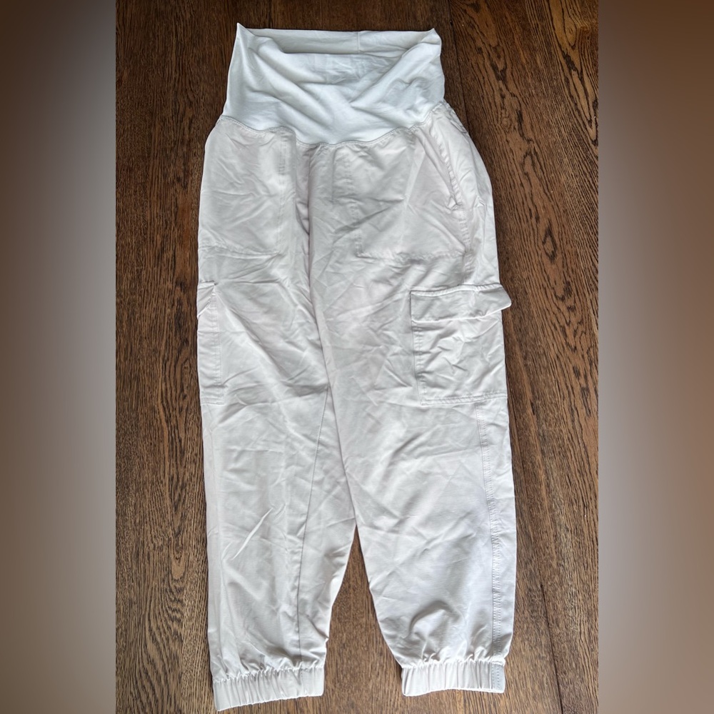 Old Navy White Fold-Over Waist Cargo Joggers